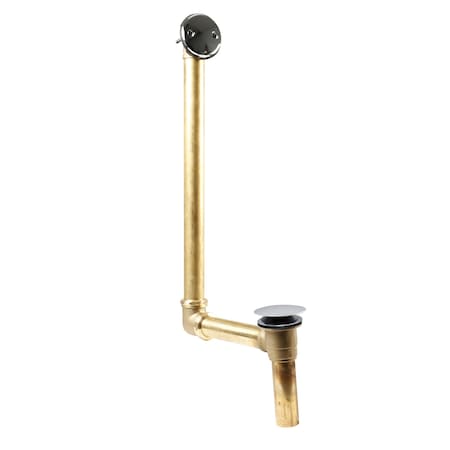Westbrass Brass Tip-Toe Drain Bath Assembly with 2-Hole Overflow & Direct Connect Outlet, Polished Chrome 7931817-DC-26